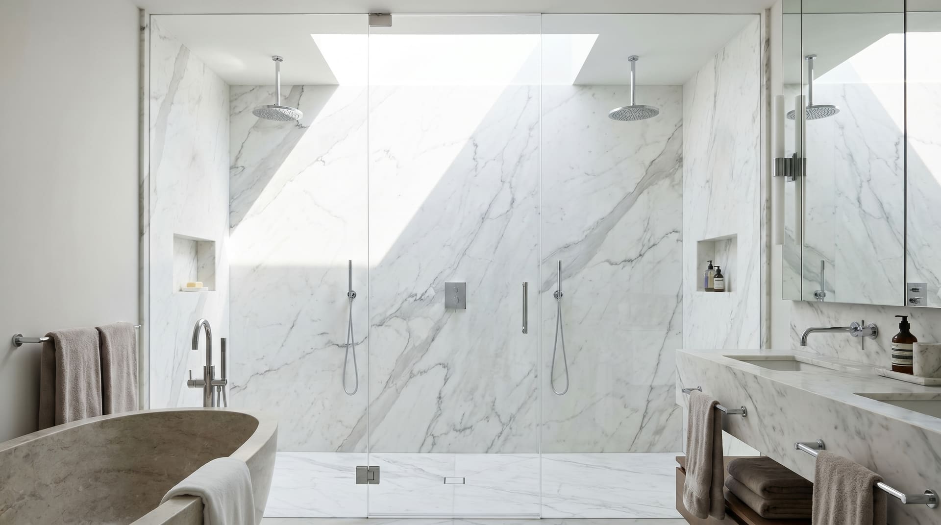 Frameless shower enclosure