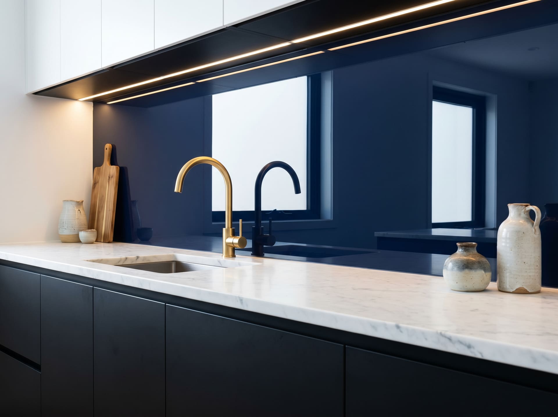 Glass backsplash