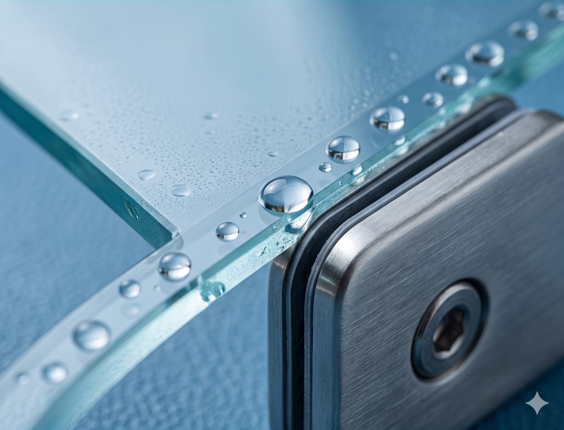 Frameless glass shower enclosure